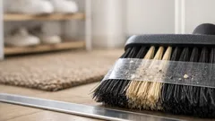 Kurz i piasek przy progu wracają non stop? Zrób ten trik z taśmą na miotle bez szufelki